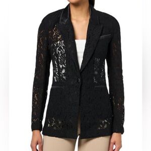 NWT Ronny Kobo Women's Harlyn Lace Blazer Jacket, Black, Small